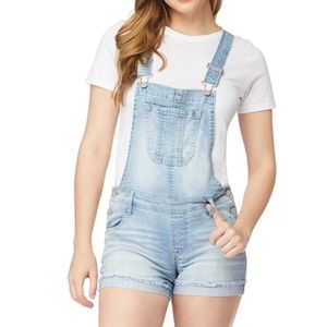 NWT Vintage Utility Denim Shortalls Women Juniors Jean Short Overalls Size LARGE